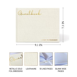 Wedding Guest Book, Elegant Guest Book Weddings Reception, 100 Blank Pages for Wedding Sign in and Photos