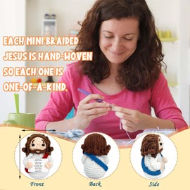 Mini Jesus Plush Christian Gifts for Women Faith Cute God Jesus Crochet Stuffed Bible Verse Decoration Religious Gifts for Women Men Kids Christian Presents for Birthday Christmas -04 (Red)