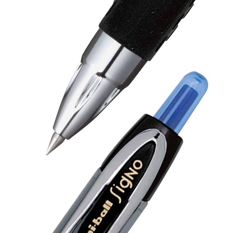 uniball 207 Retractable Gel Pens, Micro Point (0.5mm), Black, 5