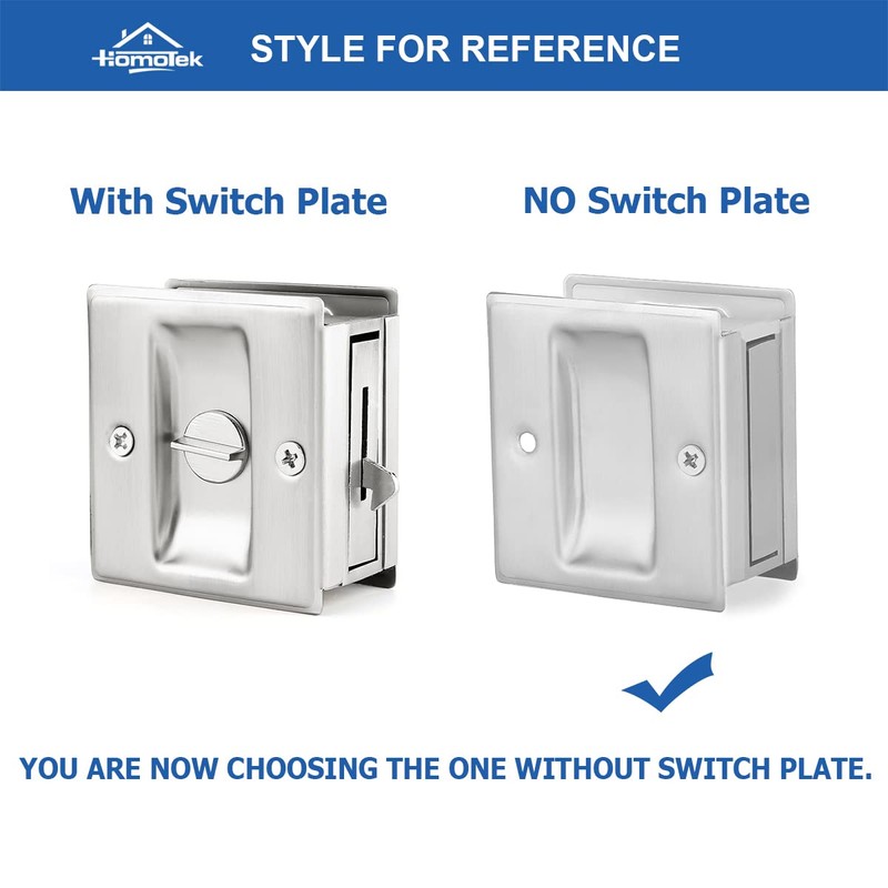 HOMOTEK Passage Sliding Door Pull Satin Nickel Without Switch Plate