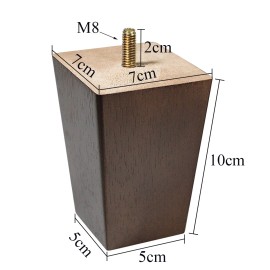 No Brands Square Wooden Sofa Legs 4 inch Furniture Couch Legs Dark Brown Set of 4