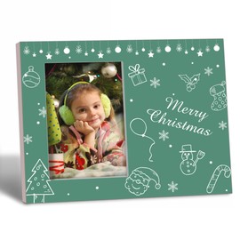 YiTanli Christmas Picture Frame, 4x6 Picture Frame, Christmas Gifts with Beautiful Christmas Patterns, Xmas Family Gifts Home Party Decorations Frame, Green