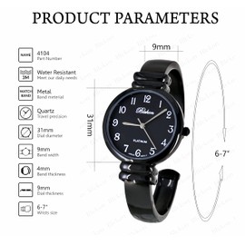 Blekon Collections Women's Elegant Crystal Surround Bracelet Cuff Watch (Black/Black)…