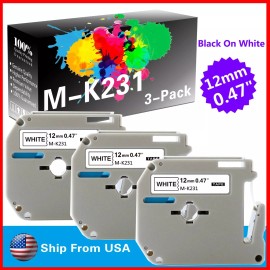 Unbranded/Generic 3 PK MK231 MK-231 Label Tape Used for P-touch PT-M95 PT-90(Black on White)