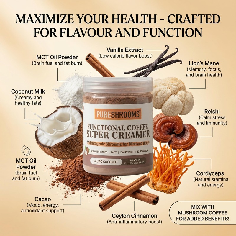 PureShrooms Functional Coffee Super Creamers (Cacao)