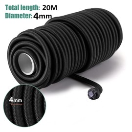 4mm*20M Black Elastic Safety Rope Bungee Straps Cargo Nets Securing Items DIY Project
