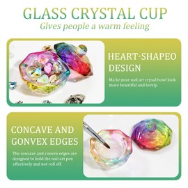 Heart Shaped Crystal Glass Dish Nails Art Dappen Dish Glass Crystal Cup With Lid Acrylic Liquids Powder Dappen Dish Nail Crystal Bowl Nails Art Glass Acrylic Dappen Dish Crystal Glass Dish