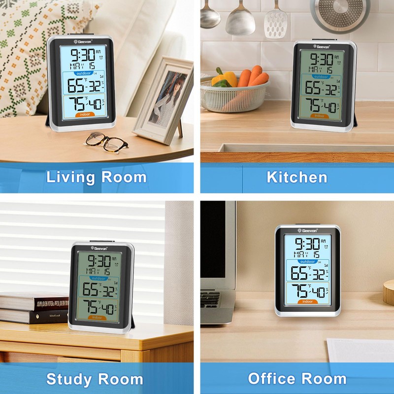 Geevon Wireless Indoor/Outdoor Thermometer & Hygrometer, Digital Temperature & Humidity