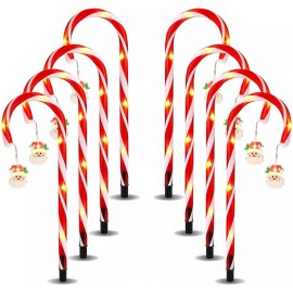 Unbranded Christmas Candy Cane Solar Light with Cute Santa Claus Star Snowflake