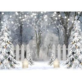 AIIKES 10X8FT Winter Photography Backdrop Glitter White Snow Forest Pine Tree Backdrop Christmas Holiday Party Decor Banner Kids Portrait Photo Studio Props 12-621