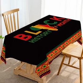 Hafangry Black History Month Table Cloth African American Tablecloth Afro February Festival Holiday Party Decoration Kitchen Dining Room Home Table Cover Decor-60×84inch