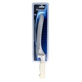 Dynamic Pro-Grip, Santoprene, Softgrip, 9" Bread, Offset Knife, White, large