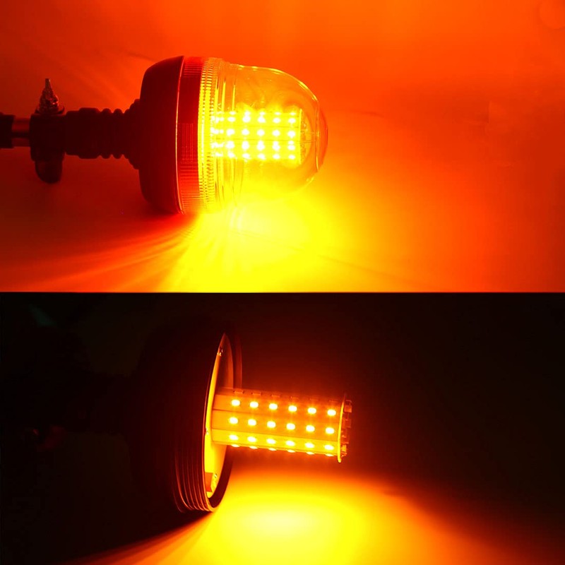 VGETTING 60 LED Rotating Flashing Amber Beacon Light, Flexible Mount