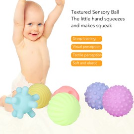 6 Bolas Texturizadas para Entrenamiento de Agarre, Interacción entree Hijos, Chirridos, Regalos Pensativos para Bebés, Material Plástico (Iluminación cálida)
