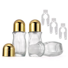 JIUWU Oil Roller Bottle,3 Pcs Empty Travel Size Bottles, 50 ML Rollerball Bottle, Refillable Roller Ball Applicator, Glass Bottles for Deodorant (Plastic Rollerball),with Multi-Function Bottle Opener