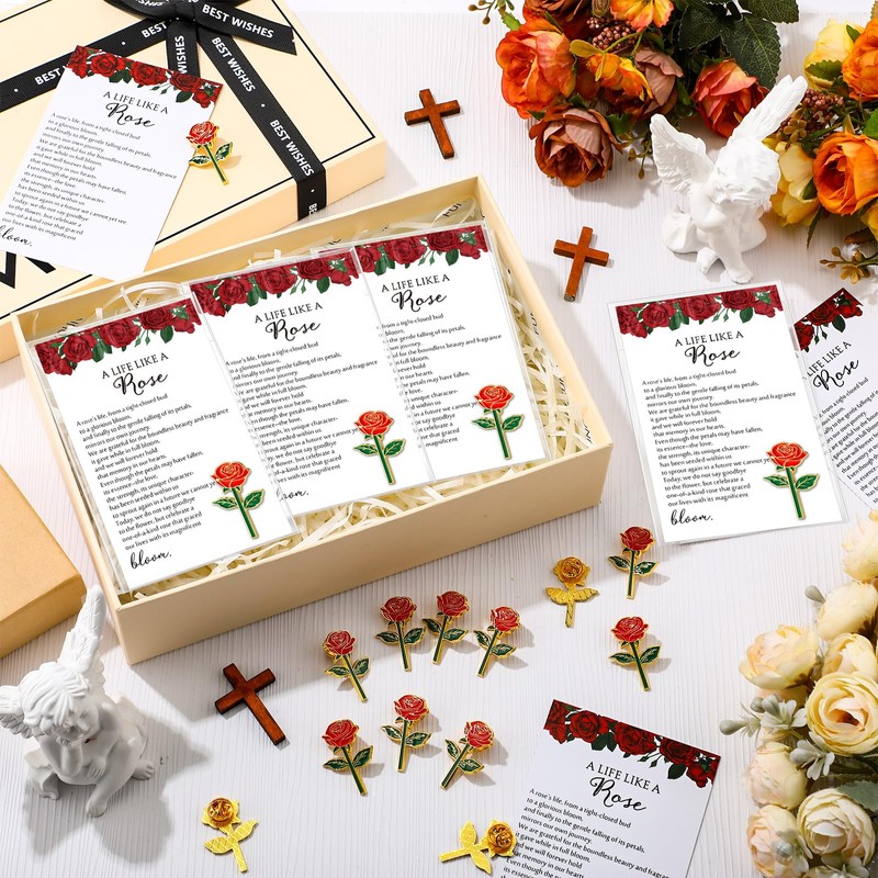 Liliaafar 30 Sets Red Funeral Favors for Guests, Memorial Rose