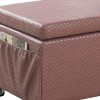 HomeRoots Brown Weave Faux Leather Rolling Storage Ottoman with Multi