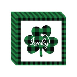 Servilletas de papel desechables con diseño de trébol de la suerte para el día de San Patricio, fiestas temáticas irlandesas, celebraciones de primavera