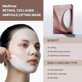 Mediheal Mascarilla De Retinol Colágeno Ampolla Lifting (10 Recuentos) Forv Line Mask, Anti-Envejecimiento - Ayuda A Reducir Las Líneas Finas Y Arrugas, Y Suaviza La Piel