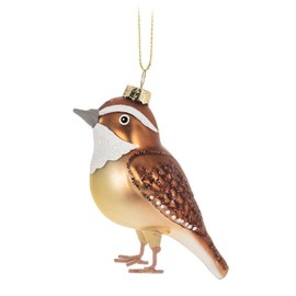 Abbott Collection Brown Sparrow Ornament, Glass (3" L)