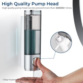 Shampoo and Conditioner Dispenser, Pollock Shower Dispenser 1Chamber No Drill Shampoo Dispenser for Shower Wall Mounted Shampoo Conditioner Body Wash Dispenser for Bathroom,Large Capacity,Sliver