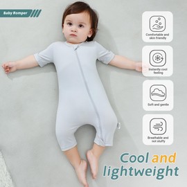 MICHLEY Babycostume Bamboo Short Sleeve Summer Clothes 2 Pack, Unisex Newborn (LightGrey/Darkgrey, 18-24 Months)