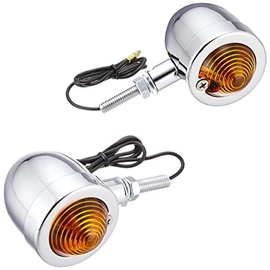 Kijima 219-1016 Motorcycle Parts Turn Signal Lamp, Vanette Small, Plated Body/Amber Lens, Single, Set of 2
