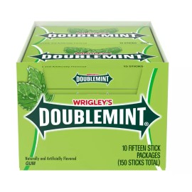 WRIGLEY'S DOUBLEMINT Mint Gum Chewing Gum Bulk Pack, 15 Stick (Pack of 10)