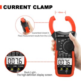Medidor de pinza digital con amplificador de 6000 abalorio, multímetro de rango automático con amplificador, voltaje, ohm, capacitancia, diodo, frecuencia, zumbador de continuidad, temperatura con luz de fondo