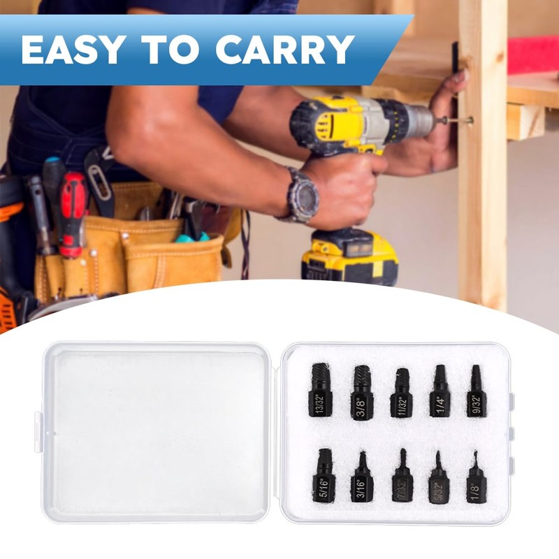 10Pcs Screw Extractor Set, Easy Out Bolt Extractor Kit, Single-Head
