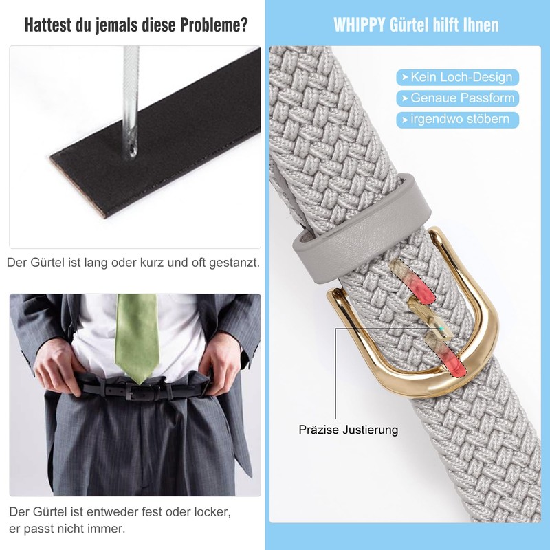 WHIPPY Fabric Belt Stretch Belt Elastic Braided Belt Elastic Stretchy