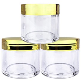 Beauticom Clear 1 oz Plastic Jar (Quantity: 3 Pieces a Pack) (GOLD)