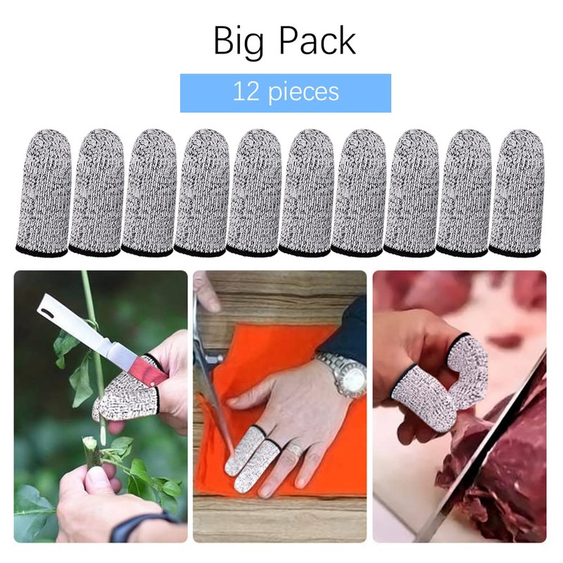 Elfzone 12PCS Finger Cots Cut Resistant Protector,Finger Covers for Cuts