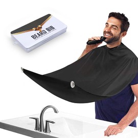 Beard Bib Apron for Men, Gift Beard Trimming Catcher Bib for Shaving & Hair Clippings, Waterproof Non-Stick Hair Catcher Grooming Cloth with 2 Suction Cups