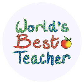 24 x 40mm Round 'World's Best Teacher' Stickers (SK00066137)