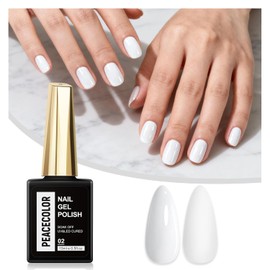 PEACECOLOR 15 ml Semi Permanent UV Gel Nail Polish Classic White Colour Easy to Remove Quick Curing Long Lasting Ideal for French Nails and Home DIY