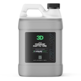 3D SiO2 Ceramic Matte Tire Shine, GLW Series | Hydrophobic Formula Protects Against Fading, Cracking & Discoloration | UV Protection Spray | Deep Dark Shine | 64 oz
