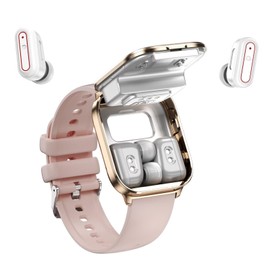 findtime Smartwatch mit Kopfhörer kabellos unsichtbar Mini klein in Ear Kopfhörer Bluetooth Earbuds Pulsuhr Schrittzähler Gesundheitsuhr Sportuhr Herren Musik Uhr mit Kopfhörer drin