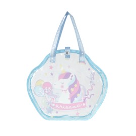 Arisana Pool Bag, Girls, Vinyl, Beach Bag, Stylish, Shell-shaped, Sea Shell, Ribbon, unicorn blue, Free size
