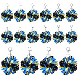 16pcs Cheer Pom Pom Keychain, Plastic Metal Cheer Keychains Eye-Catching Pom Pom Keychains with Lobster Clasps for Bags Women Cheerleading Gifts
