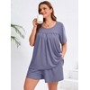 AusLook Women's Plus Pajama Sets 2 Pieces Short Sleeve Top