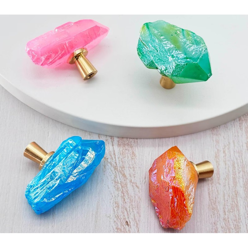 FZBHRO Natural Crystal Stone Cabinet Knobs Decorative Drawer Knobs Handles