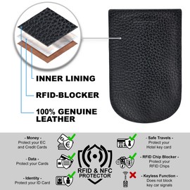 STILORD 'Toby' Leather Key Holder Pouch Vintage Key Case Wallet for Men Women Slim Leather Purse Vintage Organiser Coin Pouch for Handbags Pocket, Colour:Black