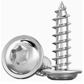 HanTof Torx Pan Head with Washer Self-Tapping Screws, M4x12 mm Star Drive Sheet Metal Screws, 304 Stainless Steel Wood Screws with Storage Box and 1 Pc T20 Drill Bit.(Pack of 50)