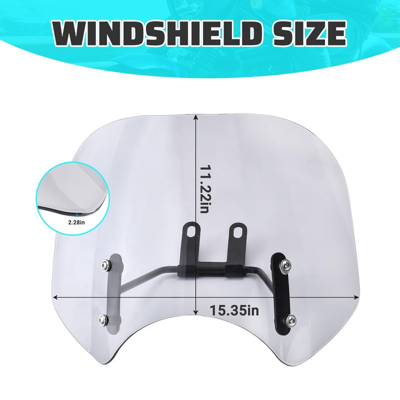 Motorcycle Windshield Deflector with Bracket Windscreen Fit for Rebel 500
