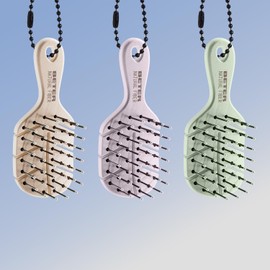Beter - Pack of 3 Natural Fiber Charm Brushes, XSS Size, Includes Chain to Hang on Bag, Backpack, or Pants