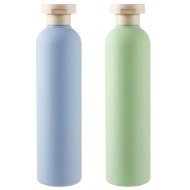 Molain Squeeze Bottles, Pack of 2 Leak-Proof Squeeze Travel Containers, 260 ml Refillable Plastic Travel Containers, Empty Bottles, Portable Travel Bottles for Shampoo, Creams, Lotion Conditioner (Blue + Green)