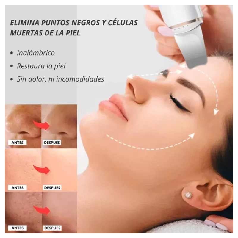 WP Limpiador Facial Ultrasónico Blanco Con 2 Cepillosde Masaje