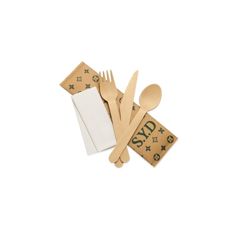 100 PIECE (25 Pack) S.Y.D Disposable Wooden Cutlery Set –