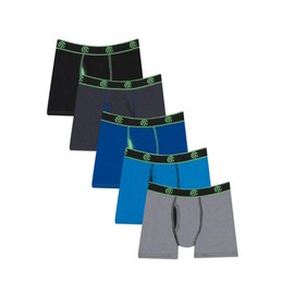 C9 Champion boys Duo Dry Boxer Briefs, New Ebony, Stealth, Awesome Blue, Balboa Blue, Gray Heather, Large US